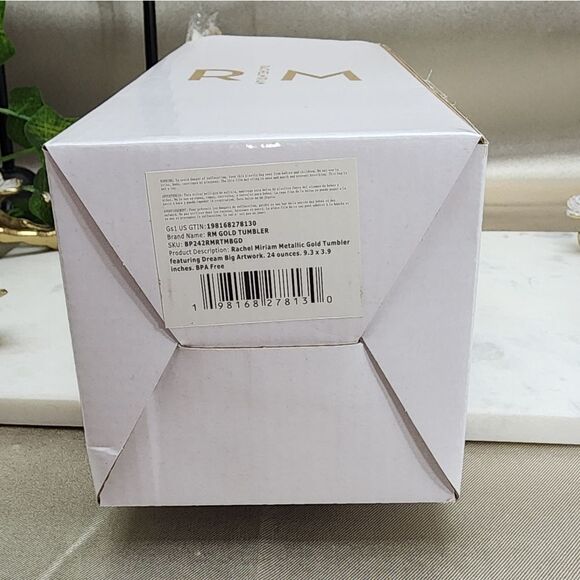 NIB Rachel Miriam Metallic Gold Tumbler 24oz with Straw - Picture 9 of 10